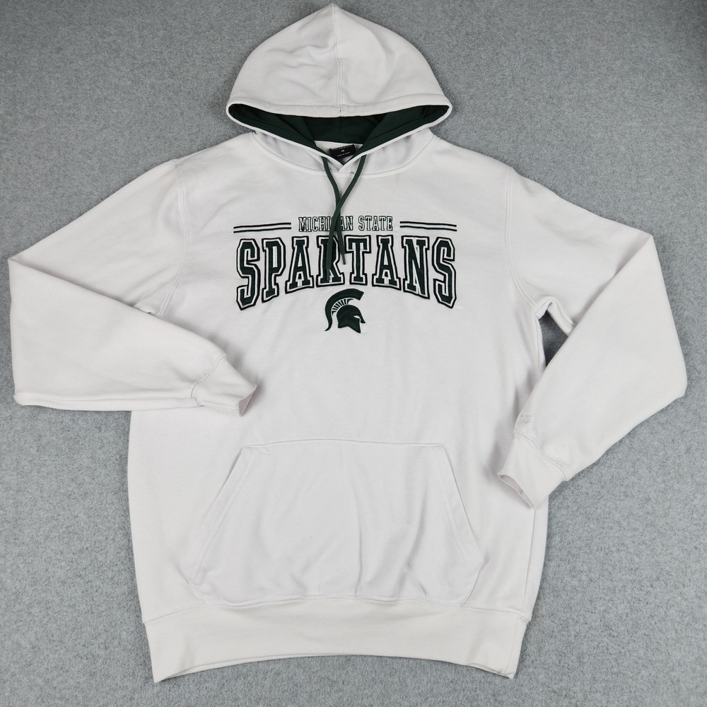 Michigan State Spartans Hoodie Mens Medium White Colosseum NCAA Football Graphic